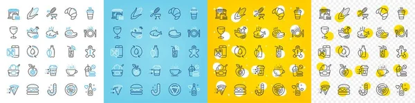 Conjunto Iconos Vectoriales Alimentos Maíz Caramelo Paquete Iconos Línea Para — Archivo Imágenes Vectoriales