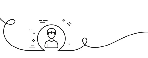 用户线路图标 连续一行与卷曲 阿凡达的特征标志 男性人物造型符号 人的单一轮廓带 循环曲线模式 — 图库矢量图片