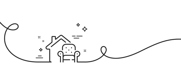 家具移动线图标 连续一行与卷曲 家里的扶手椅标志 房子的椅子符号 家具移动单一轮廓带 循环曲线模式 — 图库矢量图片