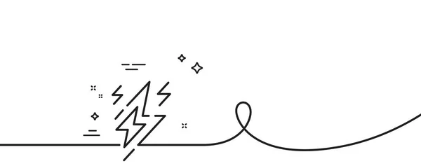闪电线图标 连续一行与卷曲 闪光的电能标志 权力的象征闪电螺栓单轮廓丝带 循环曲线模式 — 图库矢量图片