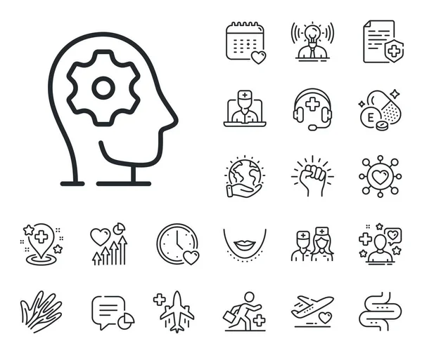 Psychology Therapy Sign Online Doctor Patient Medicine Outline Icons Brain — Stock Vector