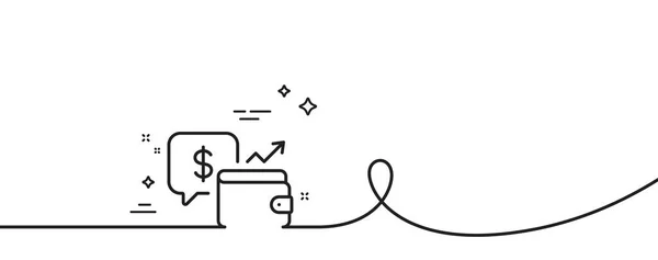 钱包线图标 连续一行与卷曲 存钱标志 现金预算符号 钱包单轮廓丝带 循环曲线模式 — 图库矢量图片