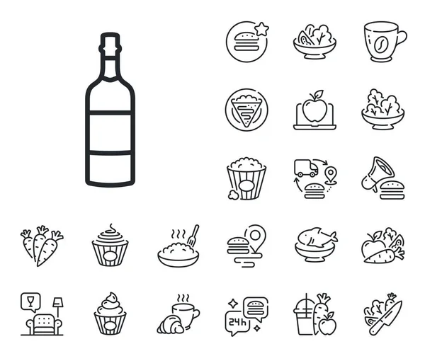 Whiskey Scotch Alcohol Sign Crepe Sweet Popcorn Salad Outline Icons — Stock Vector
