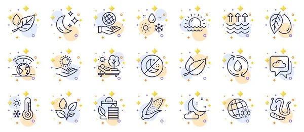 Outline Set Moon Bio Shopping Night Weather Line Icons Web — Stock Vector