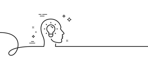 Idea Head Line Icon Continuous One Line Curl Lightbulb Sign — Stock Vector