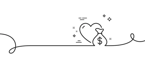 Значок Лінії Пожертвування Безперервна Одна Лінія Завитком Грошовий Благодійний Знак — стоковий вектор
