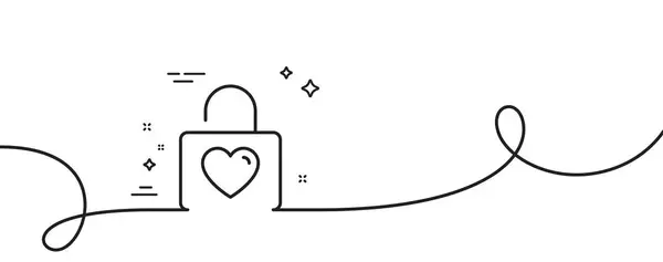 ハートラインアイコン付きロッカー カールとの連続した1行 愛のシンボル バレンタインデーや結婚式のサイン 結婚式のロッカー 単一の輪郭のリボン ループ曲線パターン ベクター — ストックベクタ