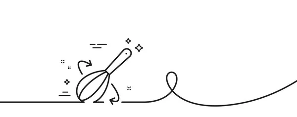 Icône Ligne Fouet Cuisson Continu Une Ligne Avec Boucle Panneau — Image vectorielle