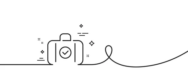 随身行李线图标 连续一行与卷曲 旅行手提包标志 允许的行李袋符号 随身行李单带 循环曲线模式 — 图库矢量图片