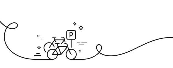 Icône Ligne Stationnement Vélo Continu Une Ligne Avec Boucle Panneau — Image vectorielle