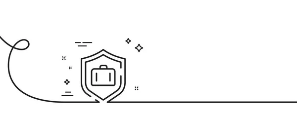 Ikona Zabezpieczająca Bagaż Ciągła Linia Lokami Znak Worka Walizki Zabezpieczony — Wektor stockowy