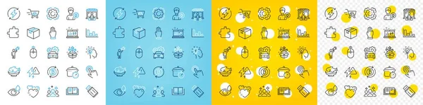 Vector Icons Set Three Fingers Puzzle Cursor Line Icons Pack — Stock Vector