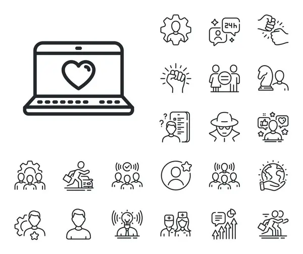 Heart Notebook Sign Specialist Doctor Job Competition Outline Icons Love — Stock Vector