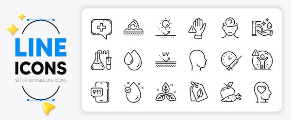 Oil Drop Bio Tags Dont Touch Line Icons Set App — Stock Vector