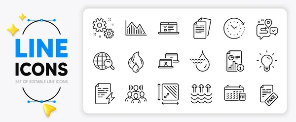 Square Area Fake News Investment Graph Line Icons Set App — Stock Vector