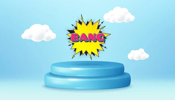 Bang Comic Cartoon Bubble Banner Winner Podium Base Product Offer — Stock Vector