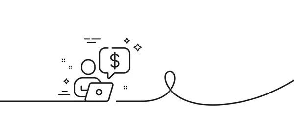 Ikona Biznesmena Ciągła Linia Lokami Znak Pieniądza Kredytowego Symbol Banku — Wektor stockowy