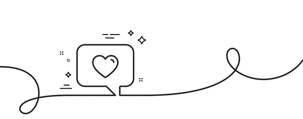 Herz Sprechblase Zeilensymbol Kontinuierlich Eine Linie Mit Locke Liebeschat Symbol — Stockvektor