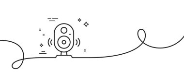 Hoparlör hattı simgesi. Kıvrımlı tek bir çizgi. Bilgisayar bileşeni işareti. Ses sembolü. Hoparlör tek hatlı şerit. Döngü eğrisi modeli. Vektör
