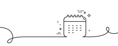Takvim çizgisi simgesi. Kıvrımlı tek bir çizgi. Tarih hatırlatma işareti. Yıllık planlama sembolü. Takvim tekli taslak şeridi. Döngü eğrisi modeli. Vektör