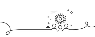 Coronavirus çizgi simgesi. Kıvrımlı tek bir çizgi. Covid-19 pandemik virüs işareti. Corona virüsü sembolü. Coronavirus tek hatlı şerit. Döngü eğrisi modeli. Vektör