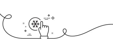 Tıklama simgesi donduruluyor. Kıvrımlı tek bir çizgi. Klima soğuk hava belirtisi. Buzdolabı fonksiyonu sembolü. Dondurucu klik tek ana hatlı kurdele. Döngü eğrisi modeli. Vektör