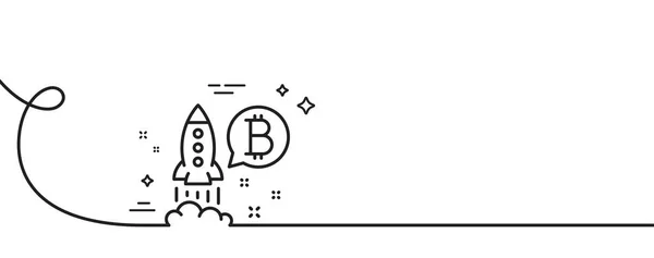 Bitcoin Ikonen Kontinuerlig Linje Med Curl Kryptovaluta Start Tecken Kryptoraketsymbol — Stock vektor