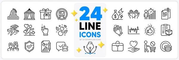 Icons Set Puzzle Metro Subway Handbag Line Icons Pack App — Stock Vector
