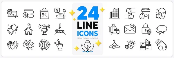 Icons Set Face Attention Touchscreen Gesture Paint Roller Line Icons — Stock Vector