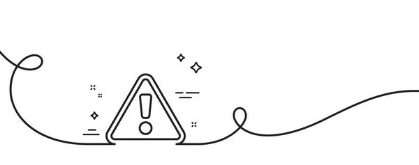 Значок Предупредительной Линии Непрерывная Одна Линия Кудряшками Знак Треугольника Внимания — стоковый вектор
