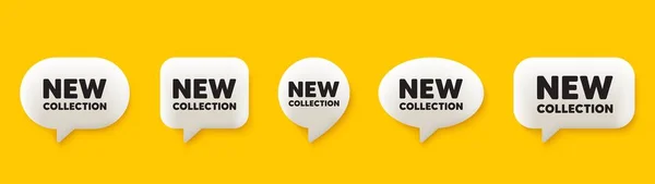 Neues Sammlungsetikett Chat Sprechblasen Gesetzt Neues Mode Ankunftsschild Werbung Bietet — Stockvektor