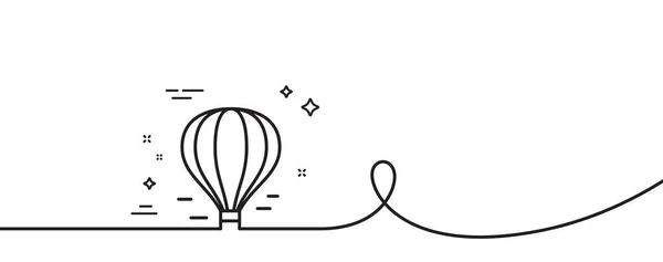 Luftballong Linje Ikon Kontinuerlig Linje Med Curl Flyg Transport Med — Stock vektor
