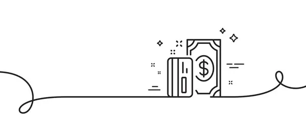 マネーラインアイコン カールとの連続した1行 支払い方法サイン クレジットカードシンボル 支払いシングルアウトラインリボン ループ曲線パターン ベクター — ストックベクタ