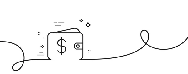 Ikona Linii Portfel Zakupów Ciągła Linia Lokami Znak Dolara Symbol — Wektor stockowy