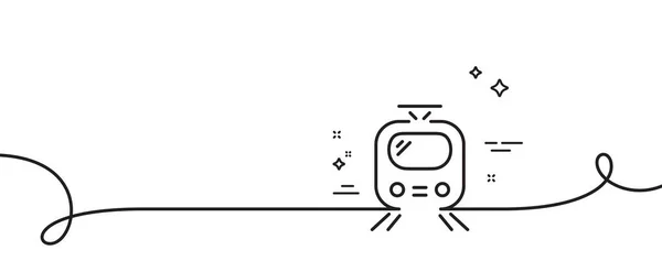 火车运输线图标 连续一行与卷曲 公共交通标志 电车的符号 训练单一轮廓带 循环曲线模式 — 图库矢量图片