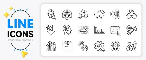 Yoga Fraud Customisation Line Icons Set App Include Employee Results — Stock Vector