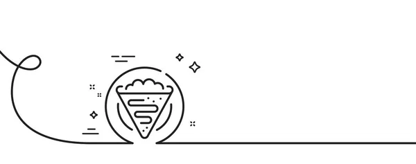 クレープラインアイコン カールとの連続した1行 プレートサインのパンケーキ 甘いデザートフードシンボル クレープシングルアウトラインリボン ループ曲線パターン ベクター — ストックベクタ