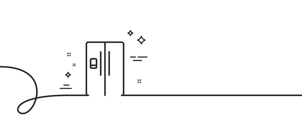 冰箱与冰块制造商线图标 连续一行与卷曲 弗里奇标志 更自由的存储符号 冰箱单轮廓带 循环曲线模式 — 图库矢量图片