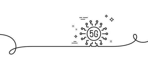 Иконка Технологической Линии Непрерывная Одна Линия Кудряшками Беспроводная Сеть Знак — стоковый вектор