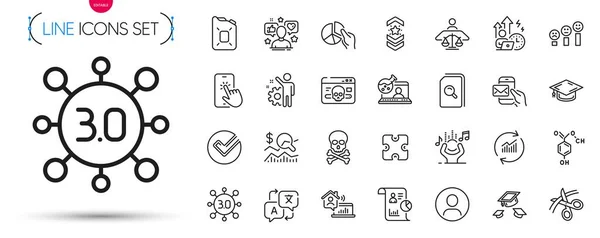Pack Web3 Cyber Attack Update Data Line Icons Include Noise — Stock Vector