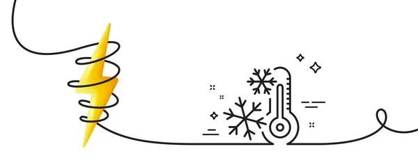 冻结温度计线图标 连续一行与卷曲 交流低温信号 弗里奇函数符号 冻结单一轮廓丝带 带能量的回圈曲线 — 图库矢量图片