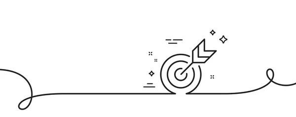 ターゲット ライン アイコン カール付きの連続1行 マーケティング戦略のシンボル 矢印の標識を目指してください 単一のアウトラインリボンをターゲット ループカーブパターン ベクトル — ストックベクタ