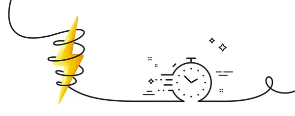 定时器线图标 连续一行与卷曲 时间管理标志 秒表符号 较短的单一轮廓带 带能量的回圈曲线 — 图库矢量图片