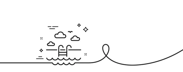 Icône Ligne Piscine Continu Une Ligne Avec Boucle Panneau Bassin — Image vectorielle