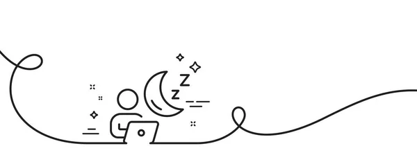 Nachtschicht Symbol Kontinuierlich Eine Linie Mit Locke Online Zeichen Für — Stockvektor