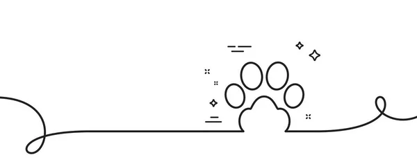 Hundepfote Linie Symbol Kontinuierlich Eine Linie Mit Locke Haustiere Pflege — Stockvektor