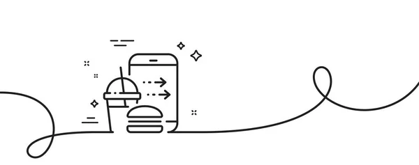 Icône Ligne Commande Alimentaire Continu Une Ligne Avec Boucle Livraison — Image vectorielle