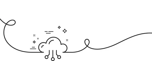 Liniensymbol Für Cloud Computing Kontinuierlich Eine Linie Mit Locke Datenspeicherung — Stockvektor