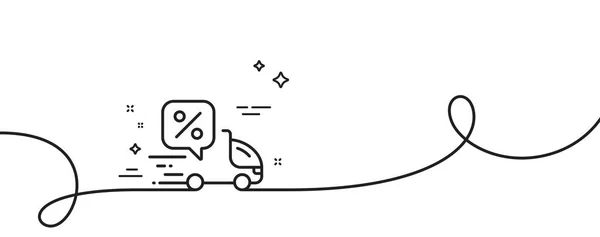Ikona Linii Dostawy Ciężarówki Ciągła Linia Lokami Znak Oferty Sprzedaży — Wektor stockowy