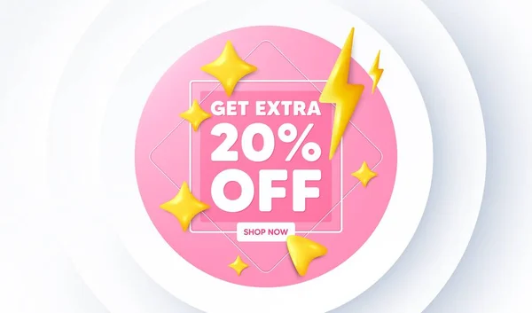 Get Extra Percent Sale Neumorphic Promotion Banner Discount Offer Price — Stock Vector